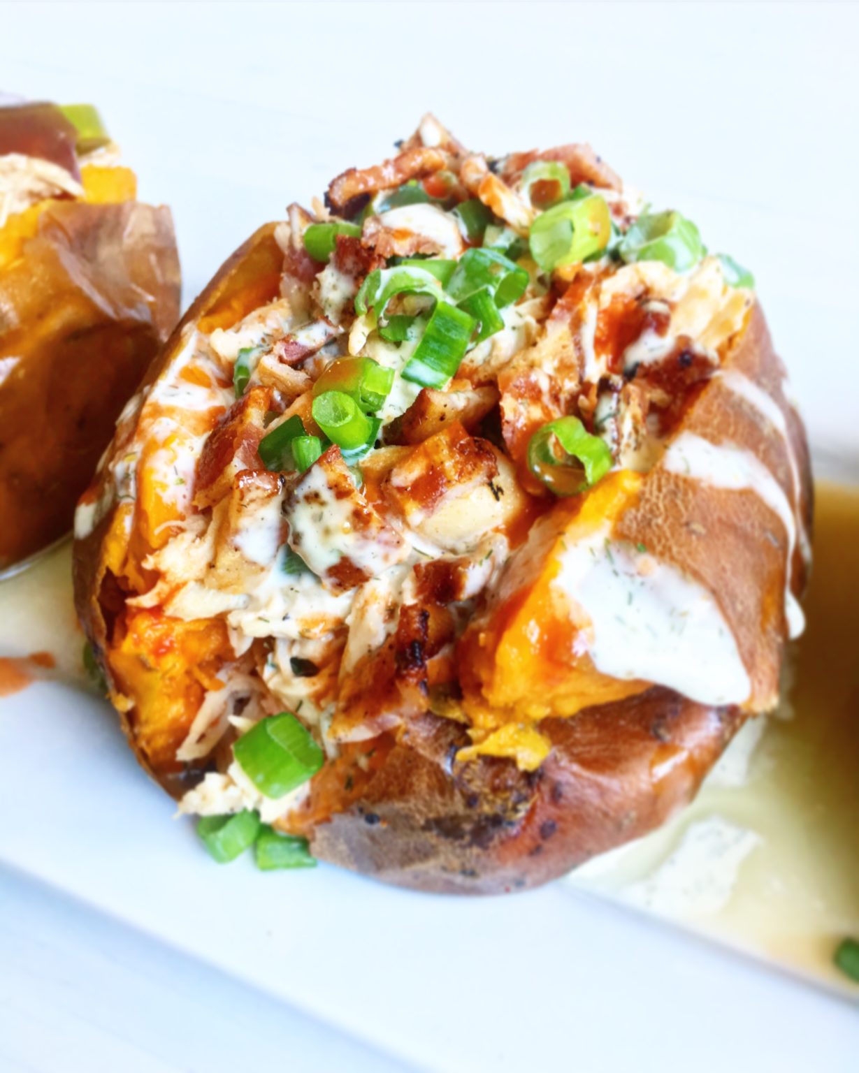 Buffalo Chicken Stuffed Sweet Potato